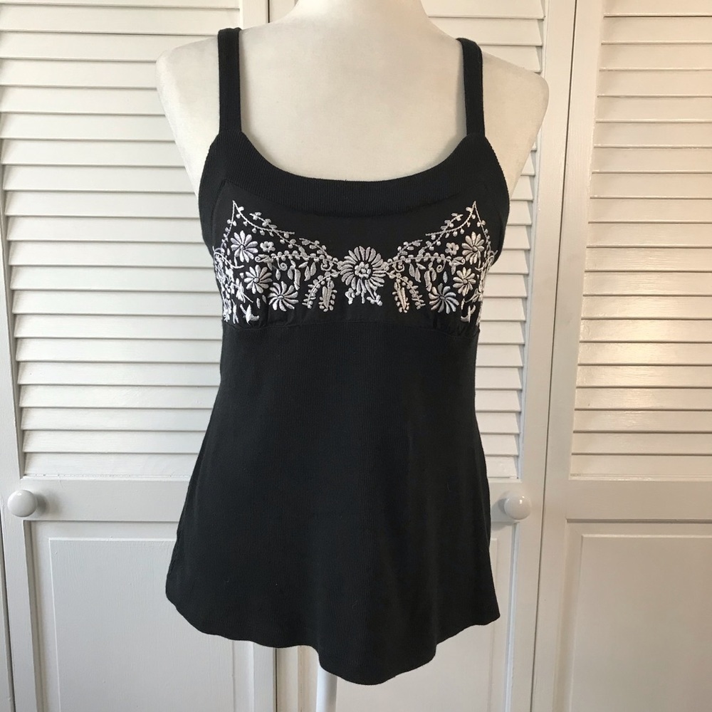 3/$25 Kenar Cotton Blend Black White Tank Top